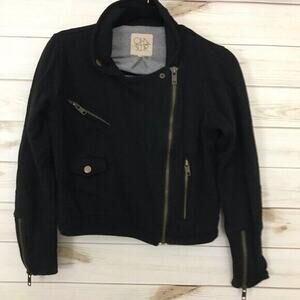Chaser black cotton Moto jacket, Size Small
